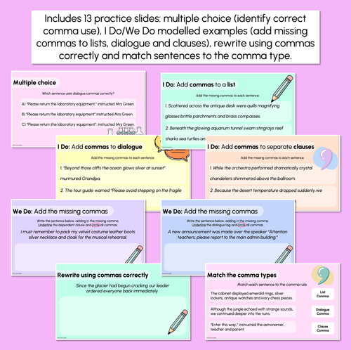Resource preview 3 for Using Commas in Lists, Clauses & Dialogue Explicit Teaching Slides