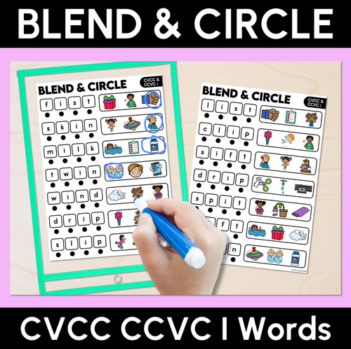 Resource preview 10 for Blend & Circle - CVC CVCC CCVC Words Blending Mats Bundle