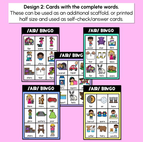 Resource preview 3 for AIR R-Controlled SOUND BINGO - Ways to spell the /air/ phoneme