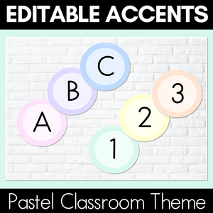 PASTEL CLASSROOM DECOR - Editable Accents