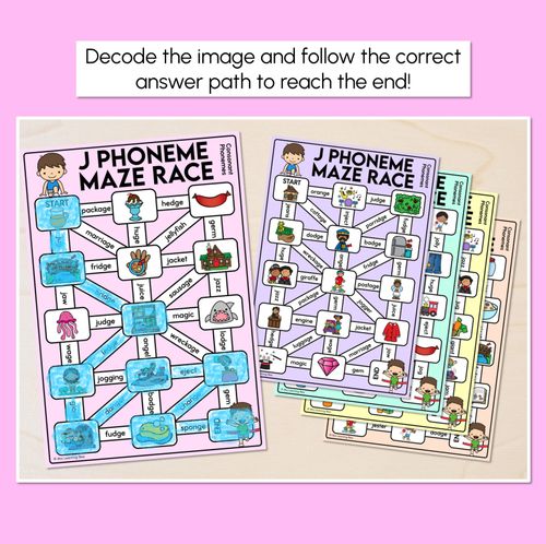 Resource preview 2 for Consonant Phoneme J Words Maze Race - Consonant J Words Mats
