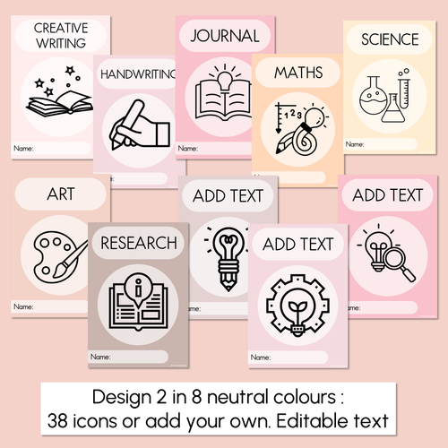 Resource preview 3 for Neutral Book Covers - Editable - A4 Portrait