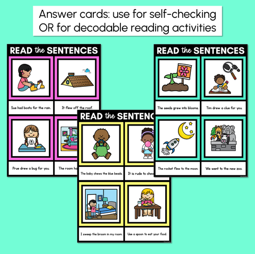 Resource preview 4 for Long Vowel U Decodable Sentences Mats - Read & Match