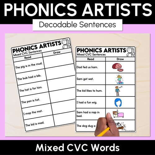 Resource preview 9 for Phonics Artists - CVC CVCC CCVC Decodable Words & Sentences Complete Bundle