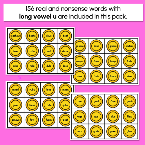 Resource preview 3 for Real and Nonsense Long Vowel U Words - Phonics Game - BURIED TREASURE