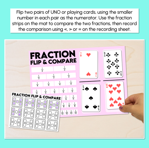 Resource preview 2 for Comparing Fractions (Greater Than, Less Than or Equal) - Flip & Compare
