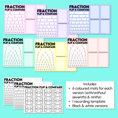 Resource preview 3 for Comparing Fractions (Greater Than, Less Than or Equal) - Flip & Compare