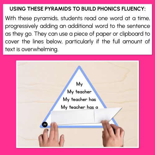 Resource preview 3 for CONSONANT PHONEME T WORDS - Decodable Sentence Pyramids - Phonics Fluency