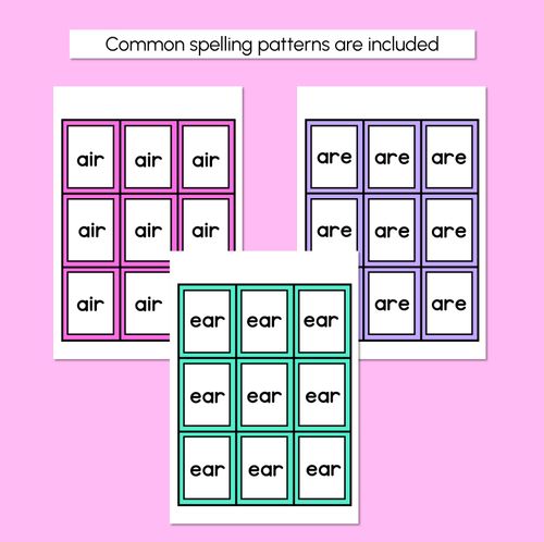 Resource preview 4 for AIR R-Controlled SOUND BINGO - Ways to spell the /air/ phoneme