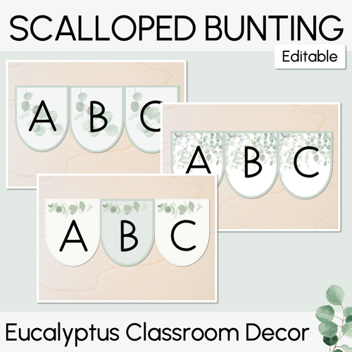 Resource preview 1 for Editable Scalloped Bunting - The Eucalyptus Edit - Eucalyptus Classroom Decor