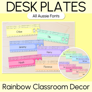 Editable Desk Plates / Student Name Tags - Rainbow Classrom Decor