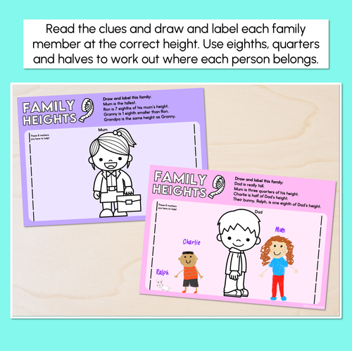 Resource preview 2 for Draw the Family's Heights - Eighths of a Length Activity