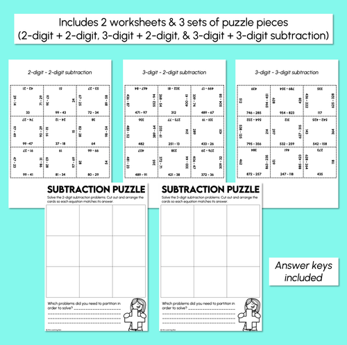 Resource preview 3 for 2-Digit & 3-Digit Subtraction Puzzle