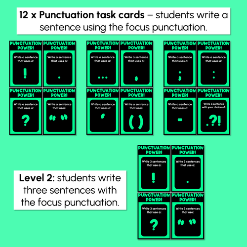 Resource preview 2 for Punctuation Writing Prompt Task Cards - VCOP aligned