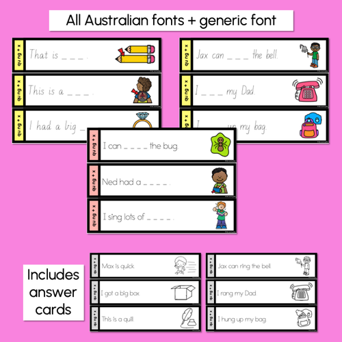 Resource preview 3 for Consonant Digraphs qu ng + x - Trace the Sentence Task Cards - Missing Words