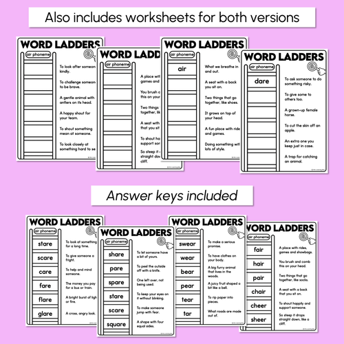 Resource preview 4 for Word Ladders - Find the Clue - R-Controlled AIR Words