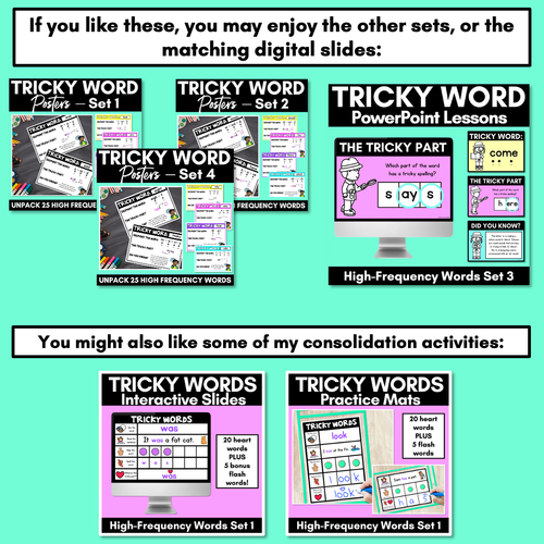 Resource preview 4 for High Frequency Heart Word Posters SET 4- WORDS WITH TRICKY SPELLINGS