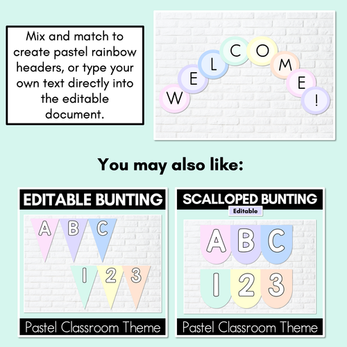 Resource preview 3 for PASTEL CLASSROOM DECOR - Editable Accents