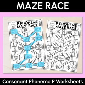 Consonant Phoneme P Words Maze Race - Consonant P Words Worksheets