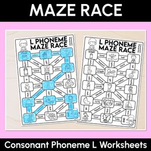 Consonant Phoneme L Words Maze Race - Consonant L Words Worksheets