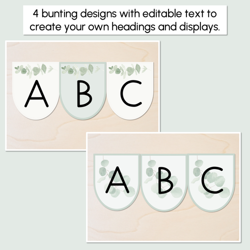 Resource preview 3 for Editable Scalloped Bunting - The Eucalyptus Edit - Eucalyptus Classroom Decor