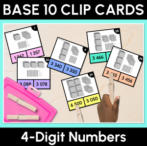 Base Ten Blocks Clip Cards - 4-Digit Numbers