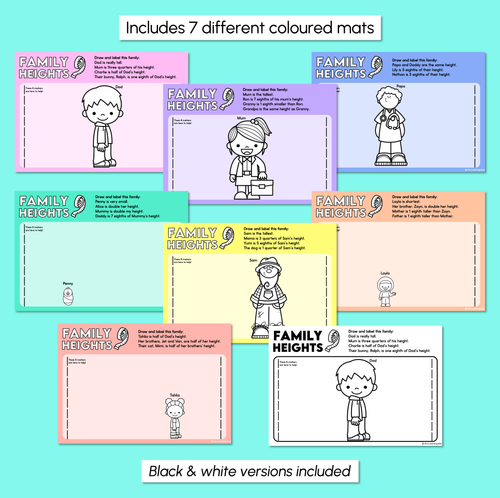 Resource preview 3 for Draw the Family's Heights - Eighths of a Length Activity