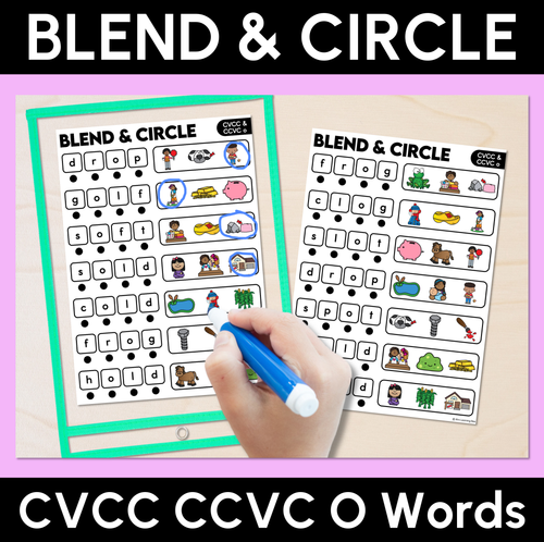 Resource preview 4 for Blend & Circle - CVC CVCC CCVC Words Blending Mats Bundle