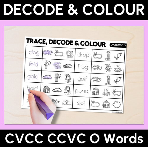 Resource preview 2 for Trace, Decode & Colour - CVC CVCC CCVC Words Decodable Worksheets Bundle