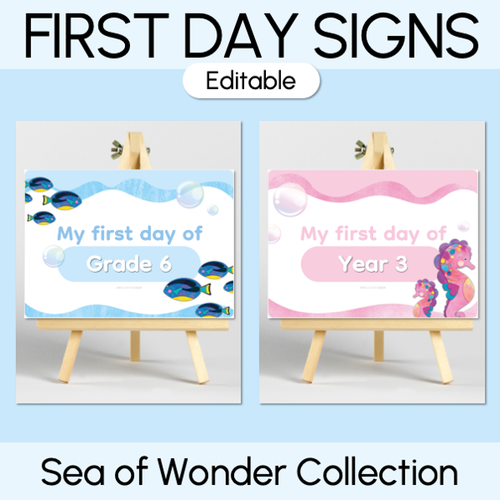Resource preview 1 for First & Last Day Editable Signs - Sea of Wonder Collection - Calming Classroom Decor