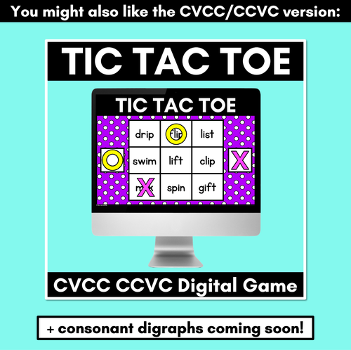 Resource preview 4 for DIGITAL TIC TAC TOE for CVC Words - Digital Phonics Activity for PowerPoint