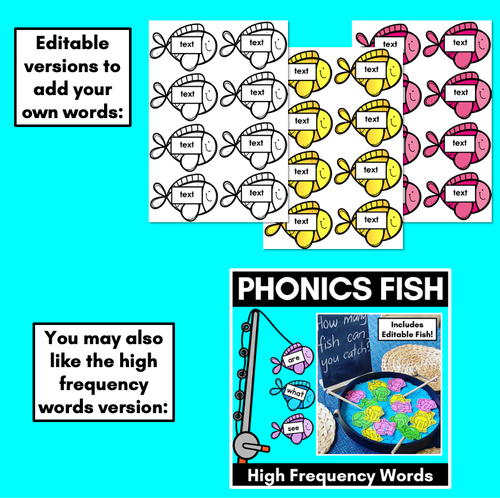 Resource preview 4 for CVC CCVC CVCC WORD FISH - Editable Magnetic Fish Templates