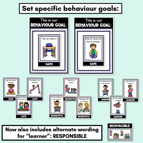 Resource preview 4 for Positive Behaviour Choice Posters - Safe Respectful Learners - Pastel Theme