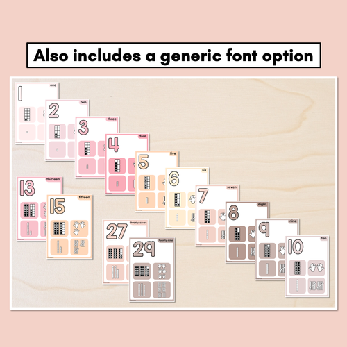 Resource preview 4 for NUMBER POSTERS with ten frames, base ten blocks, tallies & fingers - Neutral Classroom Decor