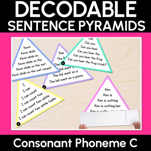 Resource preview 1 for CONSONANT PHONEME C WORDS - Decodable Sentence Pyramids - Phonics Fluency