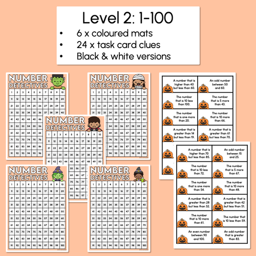 Resource preview 4 for Halloween Mystery Number - Number Detectives Mats 1-50 and 1-100