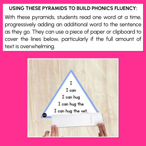 Resource preview 4 for Decodable Sentences Pyramids - CVC Words - Phonics Fluency