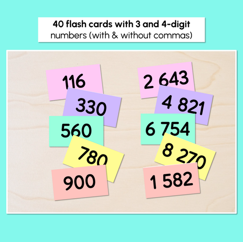 Resource preview 4 for 3-Digit & 4-Digit Numbers Flash Cards