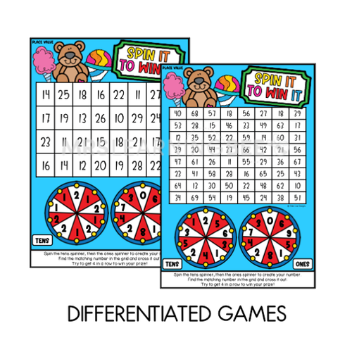 Resource preview 4 for Math Games for Addition, Multiplication, Subtraction & Place Value - Carnival Themed