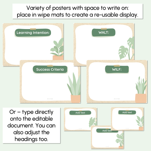 Resource preview 2 for Learning Intentions & Success Criteria - LISC Posters - Greenhouse Collection - Natural Classroom Decor