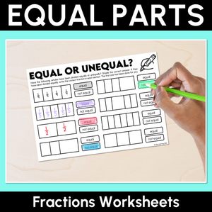 Equal or Unequal Parts - Fractions Worksheets