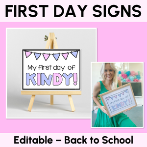 Pastel First Day of School Signs - Editable Back to School Templates