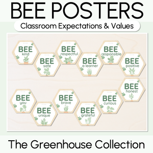 Bee Posters - Classroom Expectations & Values - The Greenhouse Collection - Natural Classroom Decor