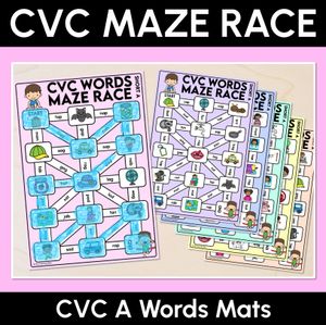 CVC Words Maze Race - CVC A Words Mats