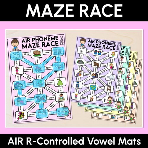 Resource preview 1 for R-Controlled AIR Words Maze Race - R-Controlled Vowel AIR Words Mats