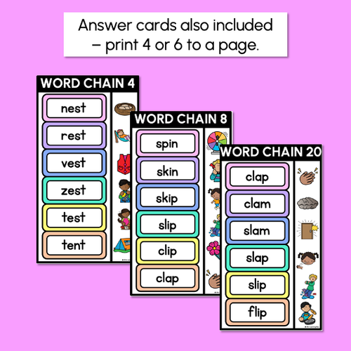 Resource preview 4 for CVCC CCVC Word Chains for Beginning, Middle & End Sounds - Decodable Activities