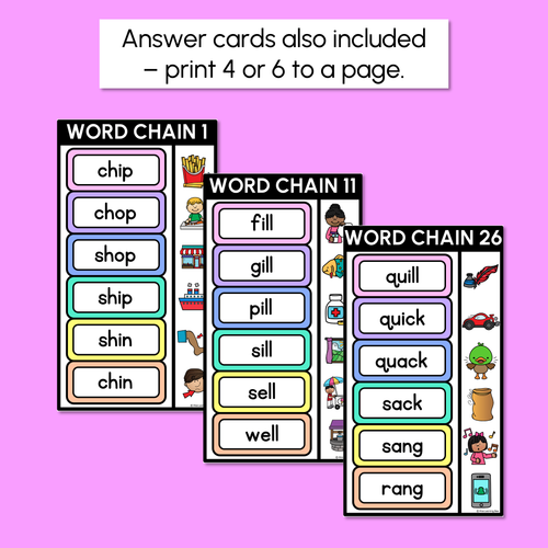 Resource preview 4 for Consonant Digraph Word Chains for Beginning, Middle & End Sounds