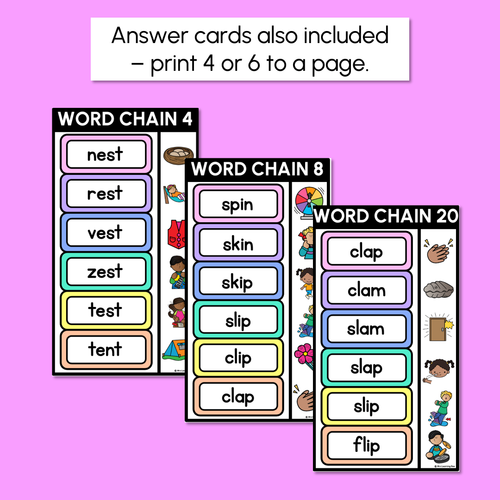 Resource preview 4 for CVCC CCVC Word Chains for Beginning, Middle & End Sounds - Decodable Activities