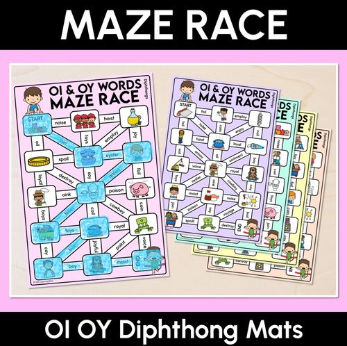 Resource preview 1 for Diphthong OI OY Words Maze Race - Diphthong OI OY Words Mats