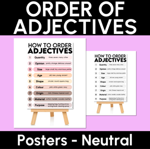 Order of Adjectives – Neutral Poster Display
